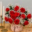 12 Long Stem Red Roses & Gypsophila Hand Tied Bouquet Alternative Image
