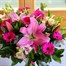 Cerise Lily & Gerbera Hand Tied Floral Bouquet Alternative Image