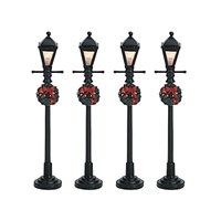 Lemax Gas Lantern Street Lamp - Set of 4 - Battery Operated (64498)