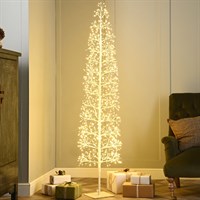 Festive 6ft (1.8m) Slim White LED Twig Christmas Tree (P060963)