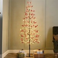 Festive 7ft (2.1m) Red Berry LED Twig Christmas Tree (P060984)