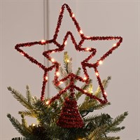 Festive 28cm Twinkling Red Tree Topper Starlight Up Christmas Decoration - Warm White LED (P057726)