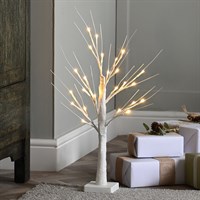 Festive 2ft (60cm) White Twig Mini LED Christmas Tree (P061024)