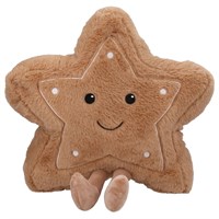 Gisela Graham Christmas 47cm Happy Gingerbread Star Plush Cushion (39455)