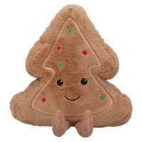 Gisela Graham Christmas 52cm Happy Gingerbread Tree Plush Cushion (39454)