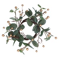 Gisela Graham Christmas Eucalyptus & Gold Berry Candle Ring (50684)