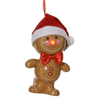 Kaemingk 12.5cm Gingerbread Man Small Bow Light Up Nose Christmas Decoration (708382)