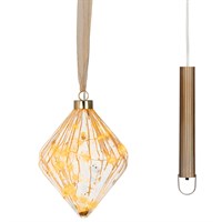 Kaemingk 16cm Clear Ribbon Diamond LED Light Up Hanging Christmas Ornament (9480094)