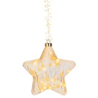 Kaemingk 20cm Clear Star LED Light Up Hanging Christmas Ornament (9480053)