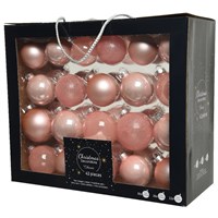 Kaemingk 42 Glass Christmas Tree Hanging Baubles - Blush Pink (9149255)
