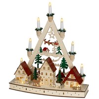 Kaemingk 49cm 7 Candle Colourful Christmas Village Window Light Bridge (485282)