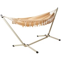 Koopman Cream & Orange Stripe Hammock with Cream Metal Stand (X80000870)