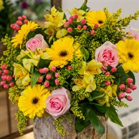 Pink and Yellow Hand Tied Floral Bouquet