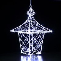 Noma 35cm White Flexi Dickensian Hanging Lantern Christmas Light Up Decoration (2525013)