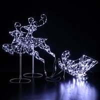 Noma 96cm Two White Flexi Reindeer With Sleigh Christmas Light Up Decoration (2525016)