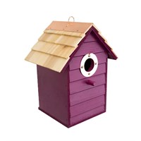Panacea Lake & Cabin Woodland Series Colourful Bird House - Purple (25498)