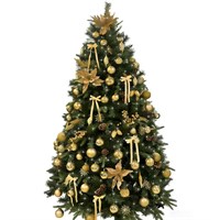 Portland Fir 2.1m (7ft) Charmed Elegance Ivory & Gold Decorated Pre Lit Artificial Christmas Tree (EB201A)