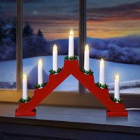 Premier 39cm Wooden Red Light Up Christmas Candle Bridge with 7 LED Bulbs (LI101685R)