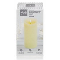 Premier Cream Flickerbright Texture Christmas Candle With Timer - 18 x 9cm (LB192181)