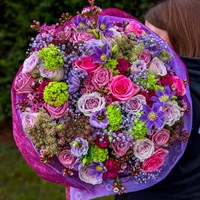 Rose and Amethyst Hand Tied Floral Bouquet