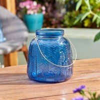 Smart Garden Dark Blue Leaf Glass Lantern 15cm (5321027HB)