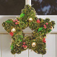Three Kings 35cm Bauble Pine Artificial Christmas Star Wreath (2541110)