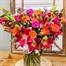 Cerise and Orange Hand Tied Floral Bouquet